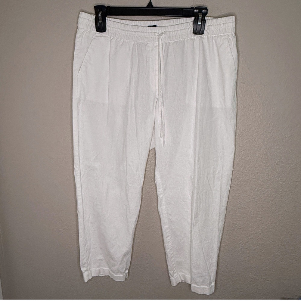 J.Crew White Prep Linen Blend Womens 18 Coastal Fisherman Old Money Quiet Luxury